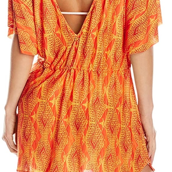 NWT‎ ViX Menfis Lina Caftan Cover-Up Beach Dress in Orange [SZ Medium ] - Picture 7 of 8